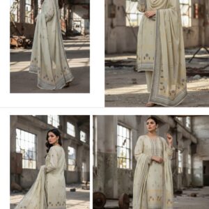 Ivory Beige Printed 3-Piece Suit JACQUARD Original