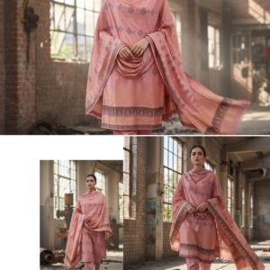 Blush Peach Pink Printed 3-Piece Suit JACQUARD Original