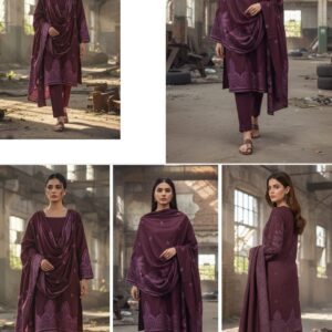 Burgundy Wine Printed 3-Piece Suit JACQUARD Original